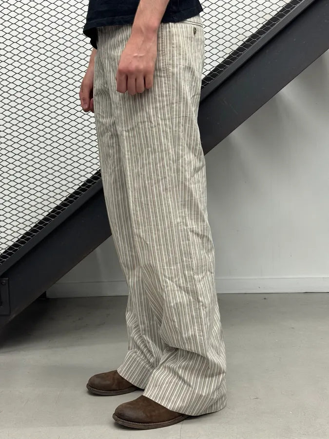 2000s Hermes Beige & White Large Classy Stripes Pants bDOtznZ 1