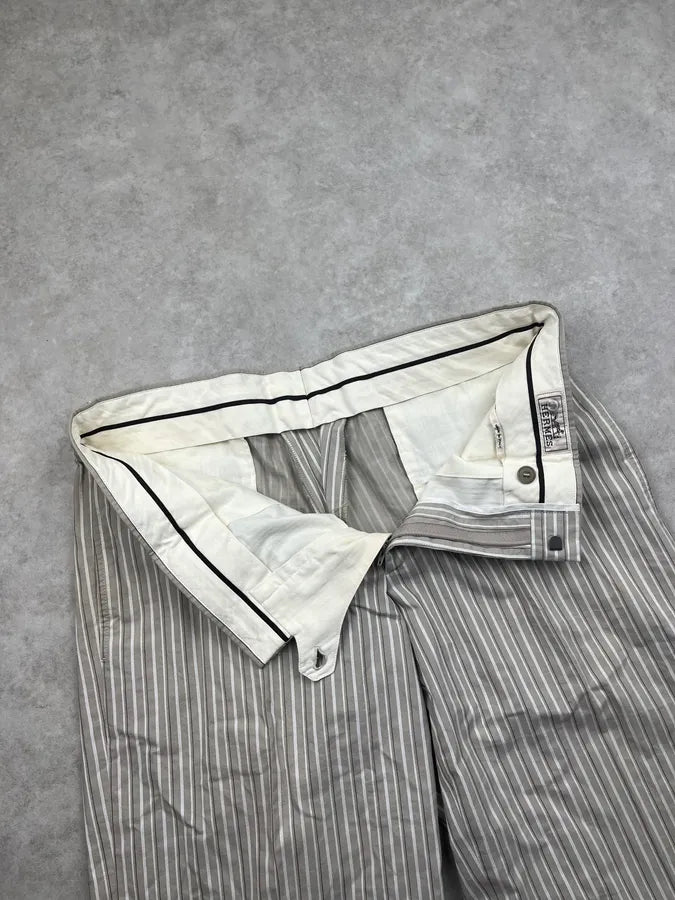 2000s Hermes Beige & White Large Classy Stripes Pants bDOtznZ 8