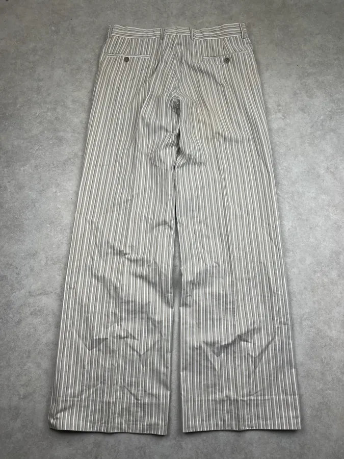 2000s Hermes Beige & White Large Classy Stripes Pants bDOtznZ 5