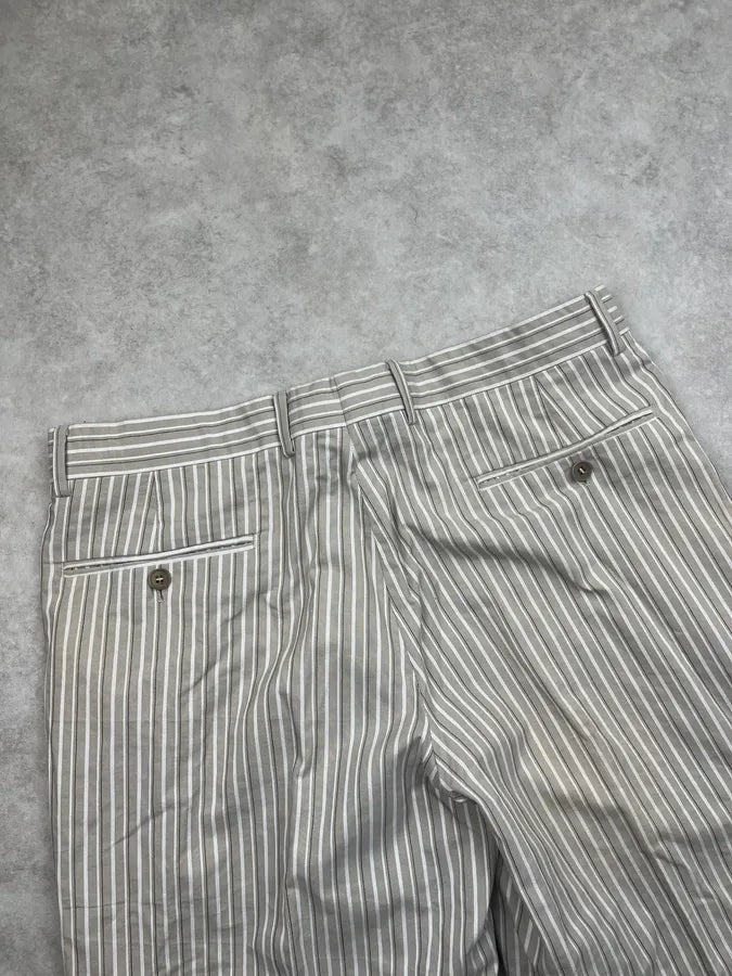2000s Hermes Beige & White Large Classy Stripes Pants bDOtznZ 6