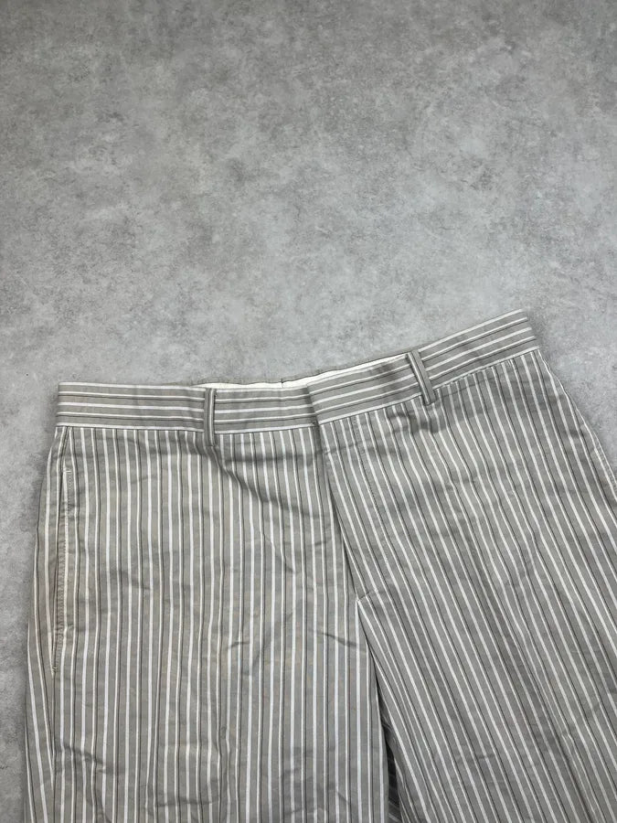 2000s Hermes Beige & White Large Classy Stripes Pants bDOtznZ 4