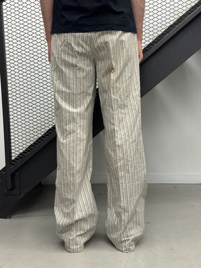 2000s Hermes Beige & White Large Classy Stripes Pants bDOtznZ 2