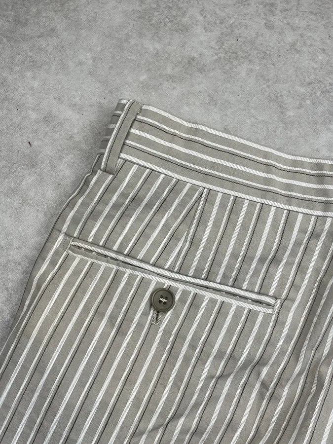 2000s Hermes Beige & White Large Classy Stripes Pants bDOtznZ 7