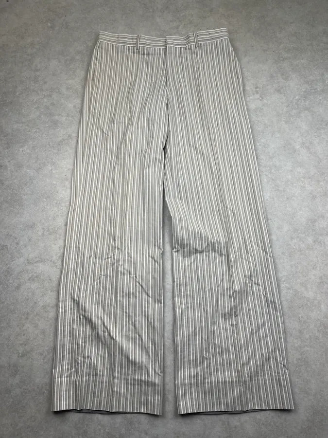 2000s Hermes Beige & White Large Classy Stripes Pants bDOtznZ 3