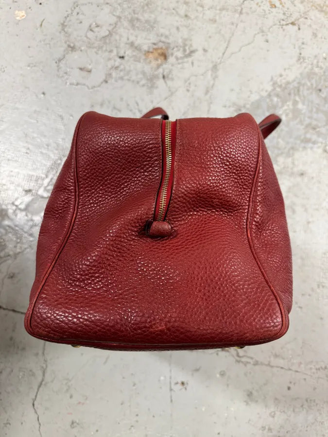 2000s Hermès Asian Dragon Painted Victoria Red Bordeaux Leather Travel Bag IayIkxC 10