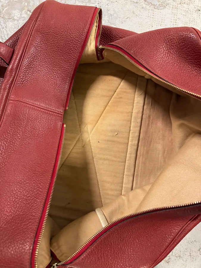 2000s Hermès Asian Dragon Painted Victoria Red Bordeaux Leather Travel Bag IayIkxC 14