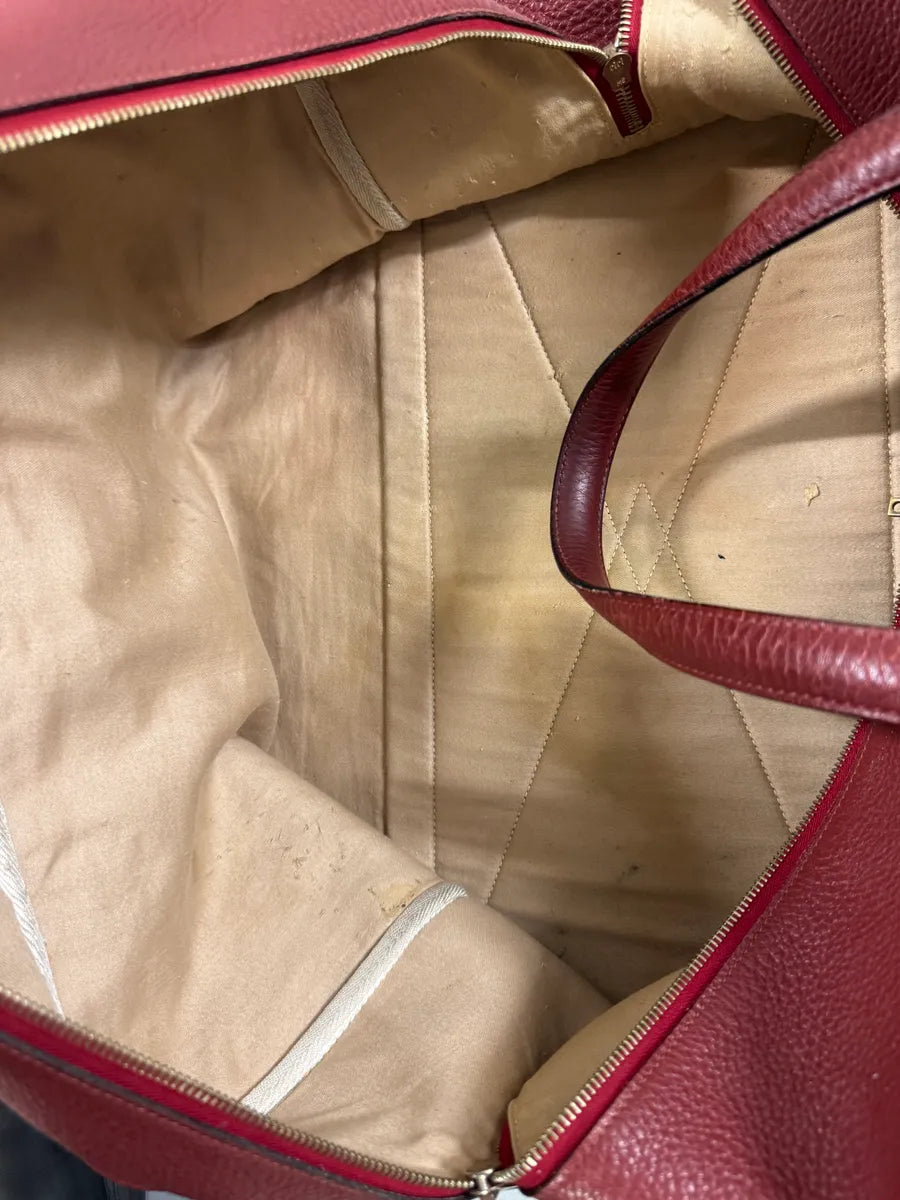 2000s Hermès Asian Dragon Painted Victoria Red Bordeaux Leather Travel Bag IayIkxC 15