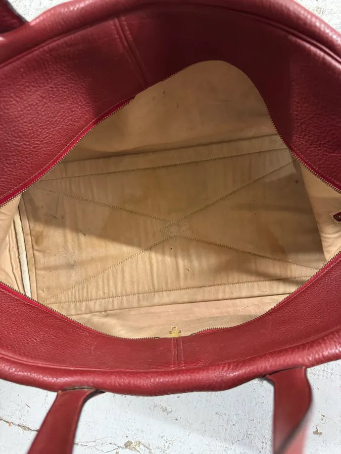 2000s Hermès Asian Dragon Painted Victoria Red Bordeaux Leather Travel Bag IayIkxC 16