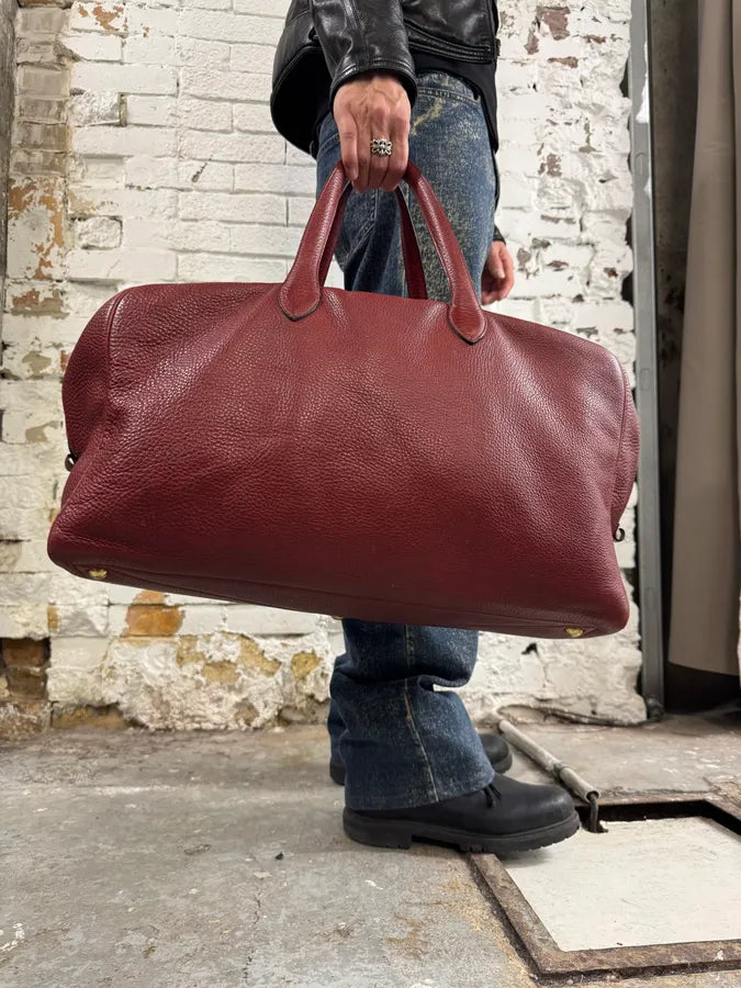 2000s Hermès Asian Dragon Painted Victoria Red Bordeaux Leather