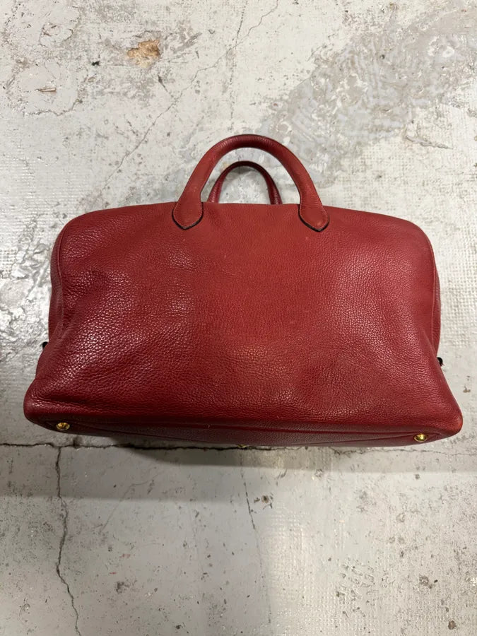 2000s Hermès Asian Dragon Painted Victoria Red Bordeaux Leather Travel Bag IayIkxC 7