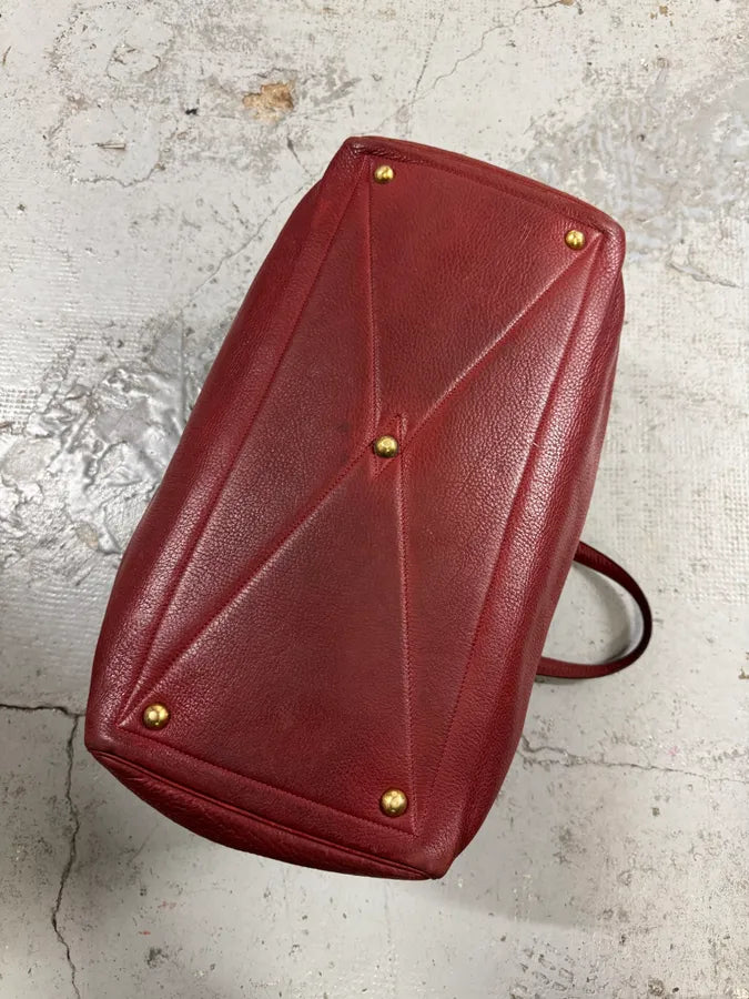 2000s Hermès Asian Dragon Painted Victoria Red Bordeaux Leather Travel Bag IayIkxC 8
