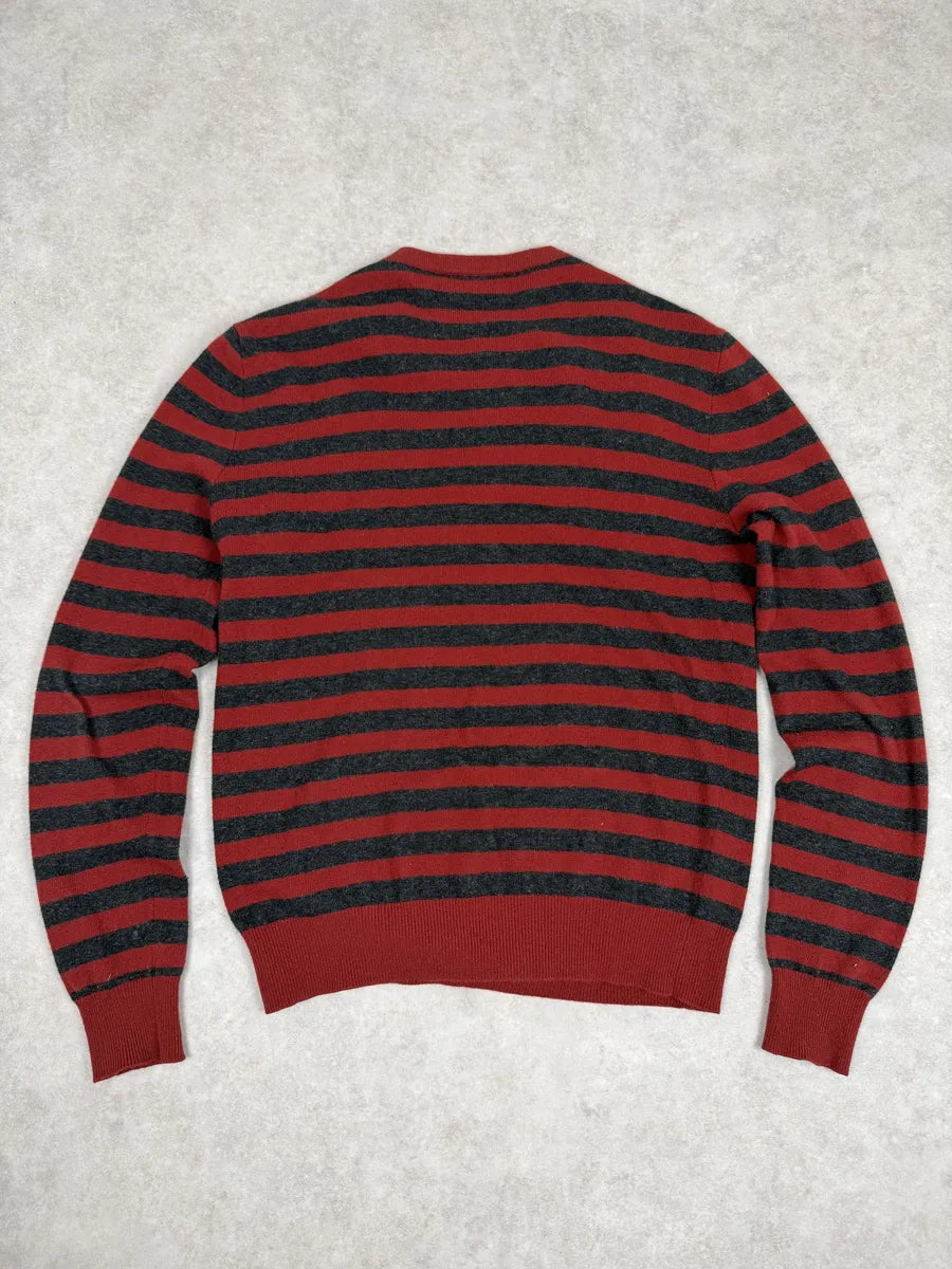 2000s Hermès Black & Red Wool Cashmere Striped Zebra Sweater  pxKaONY 1