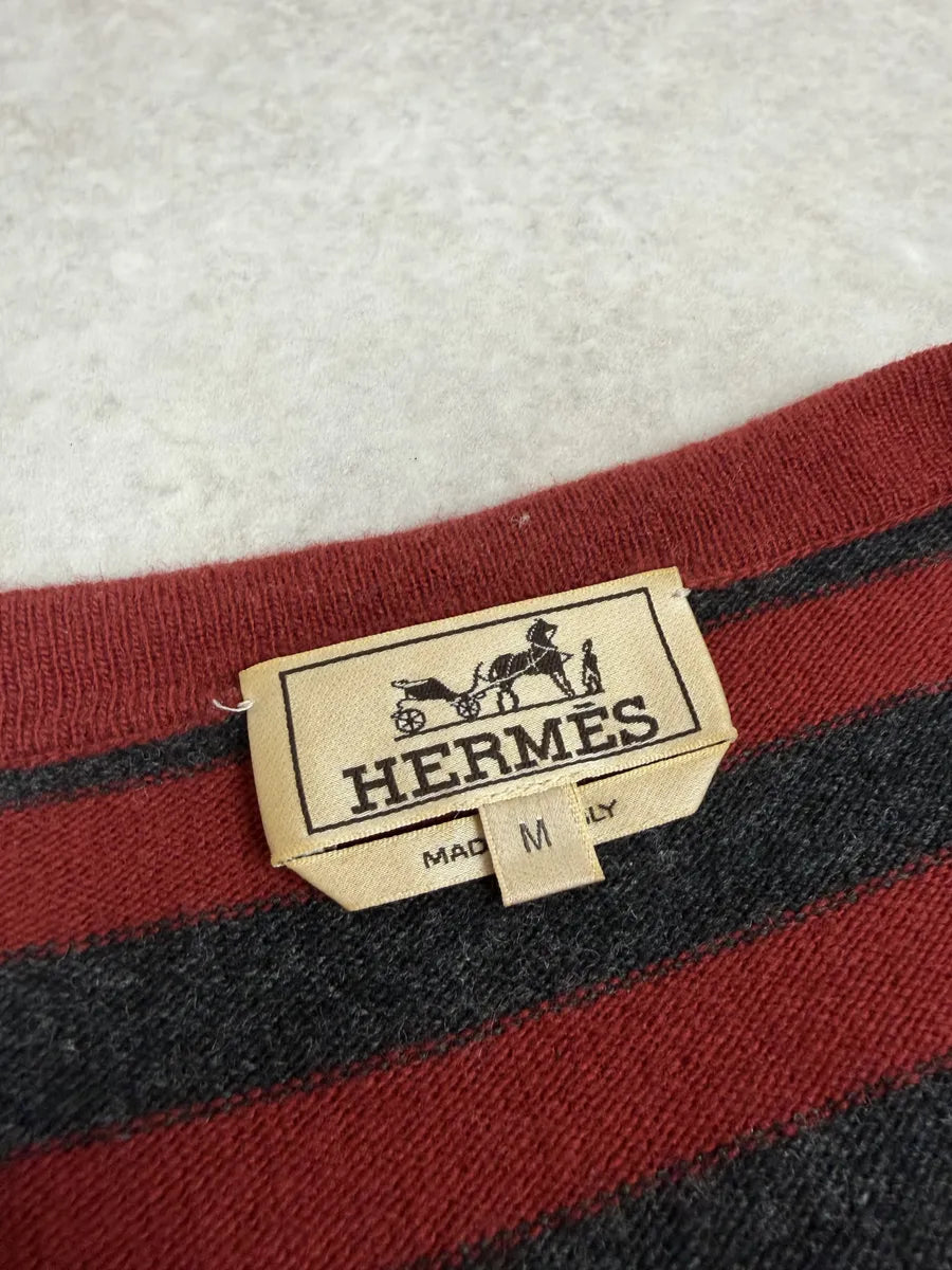 2000s Hermès Black & Red Wool Cashmere Striped Zebra Sweater  pxKaONY 7
