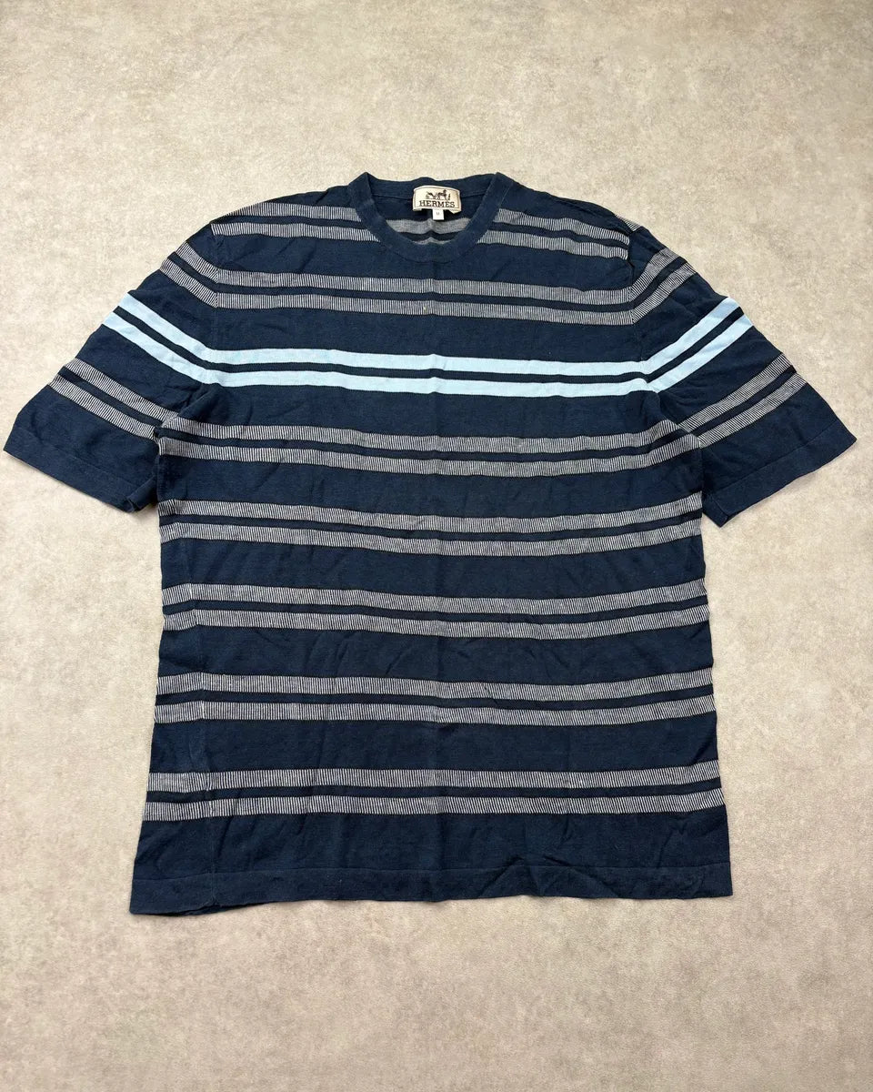 2000s Hermès Navy Striped Boxy T-Shirt HbHuPXA 2