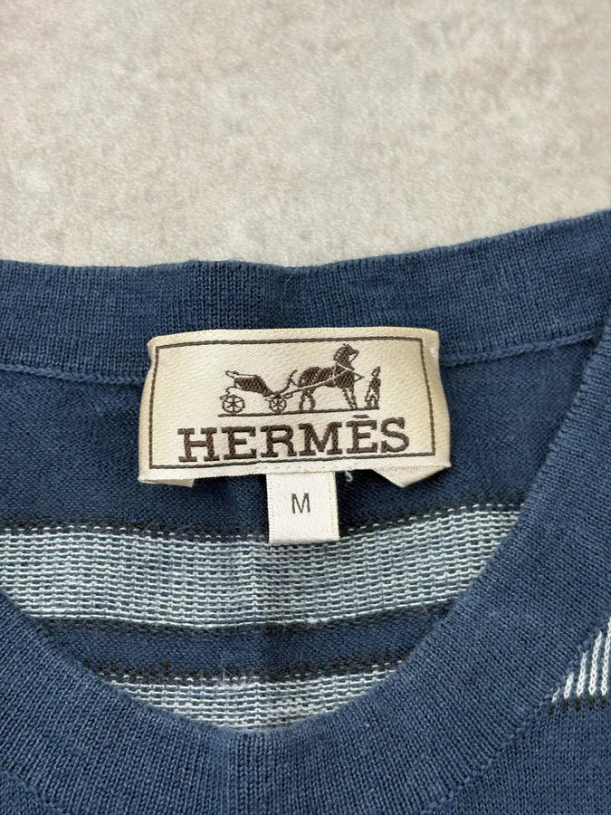 2000s Hermès Navy Striped Boxy T-Shirt HbHuPXA 6