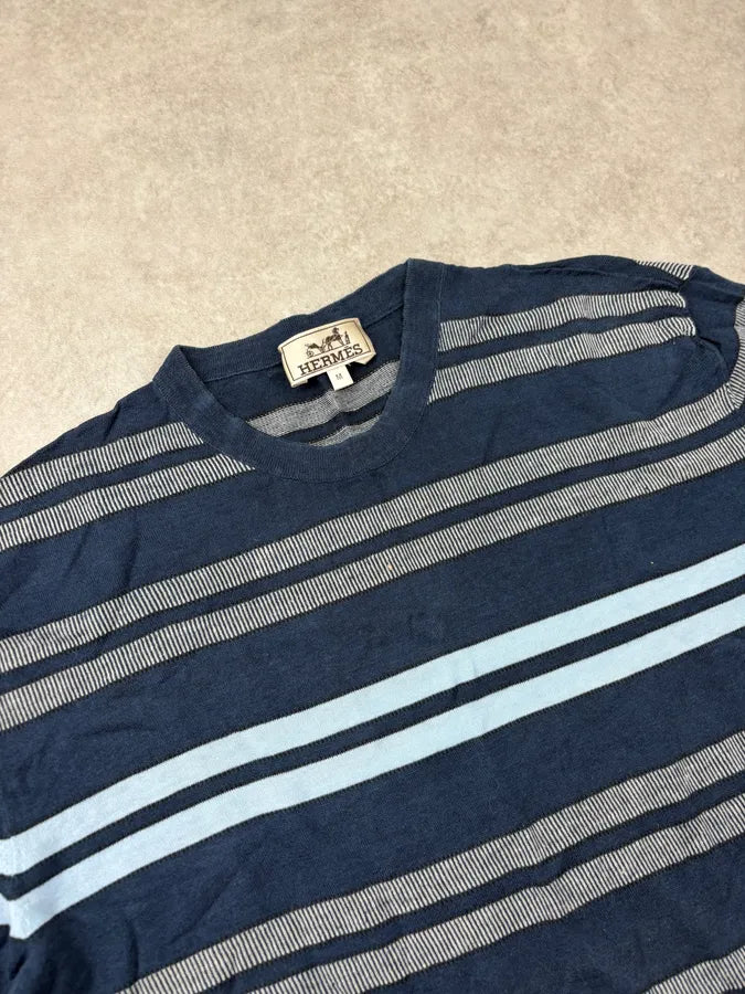 2000s Hermès Navy Striped Boxy T-Shirt HbHuPXA 4