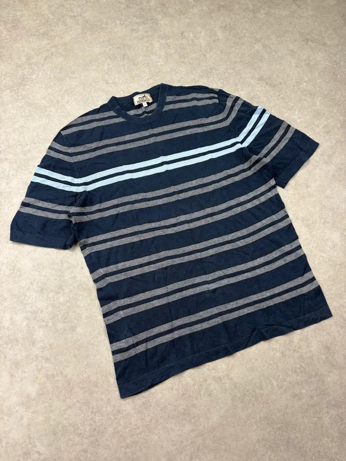2000s Hermès Navy Striped Boxy T-Shirt HbHuPXA 3