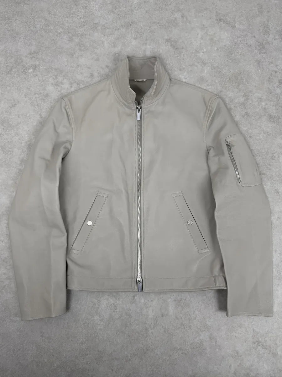 2000s Hermès Roses Tattoo Grey Leather Jacket BsUvnBl 0