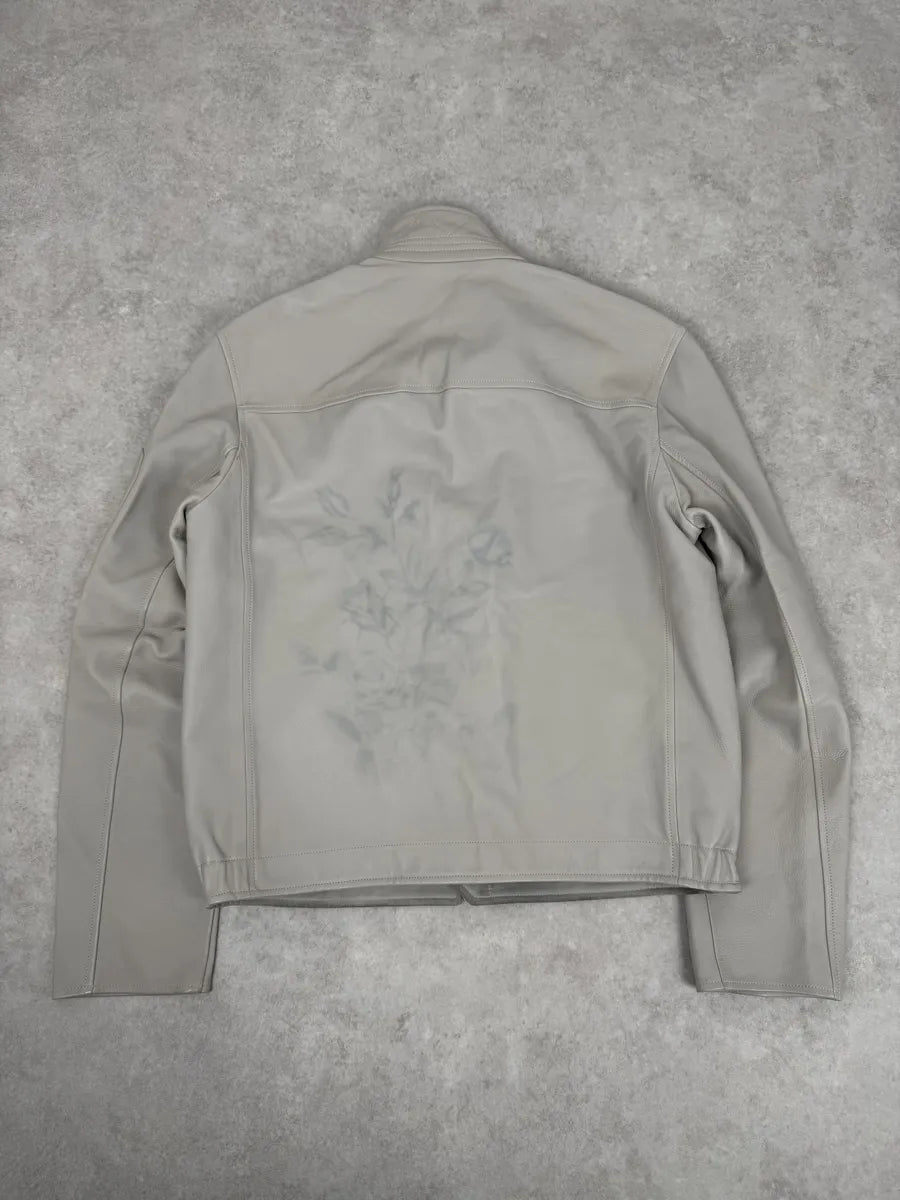 2000s Hermès Roses Tattoo Grey Leather Jacket BsUvnBl 3