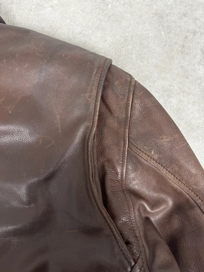 2000s Hugo Boss Aviator Brown Leather Jacket CpQFXDr 10