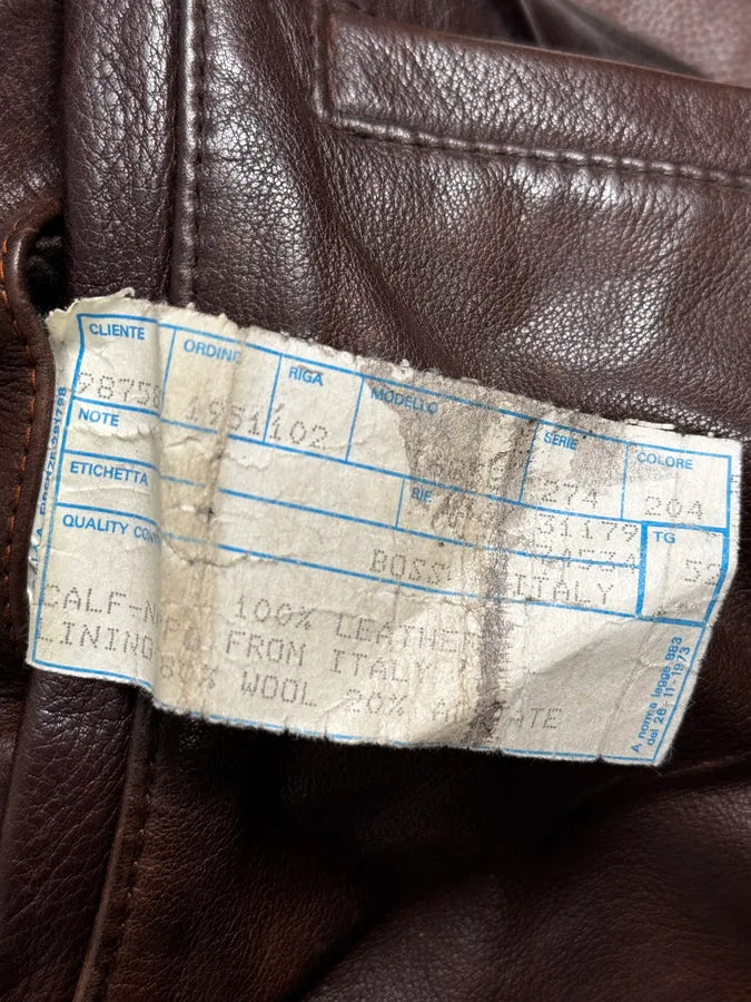 2000s Hugo Boss Aviator Brown Leather Jacket CpQFXDr 13