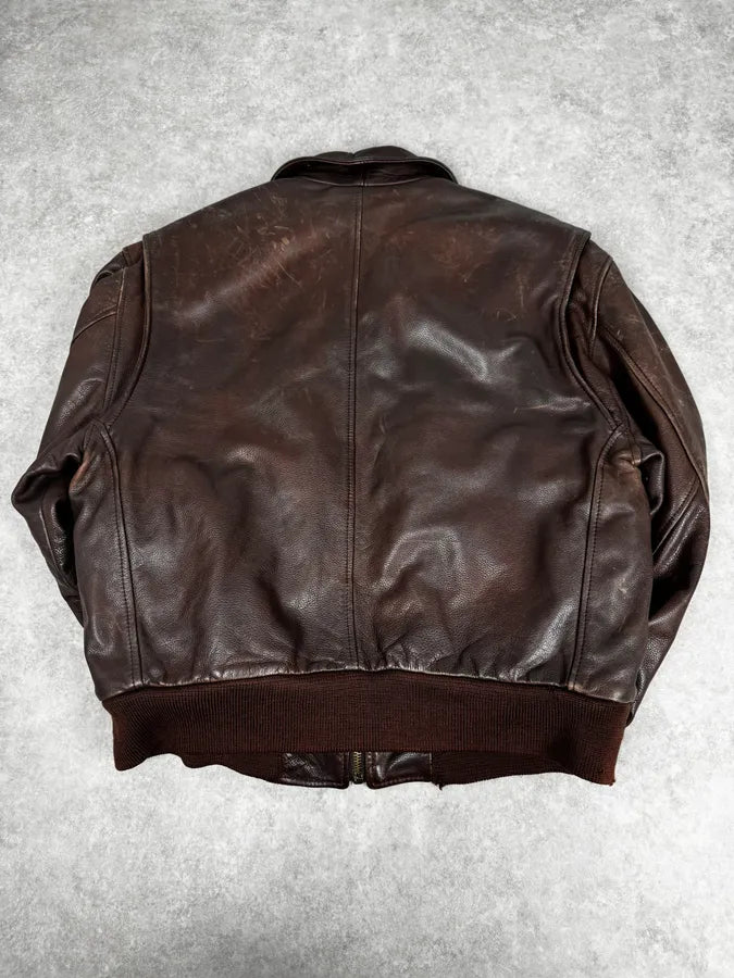 2000s Hugo Boss Aviator Brown Leather Jacket CpQFXDr 3
