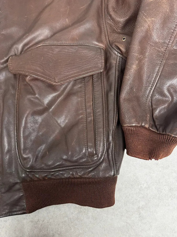 2000s Hugo Boss Aviator Brown Leather Jacket CpQFXDr 9