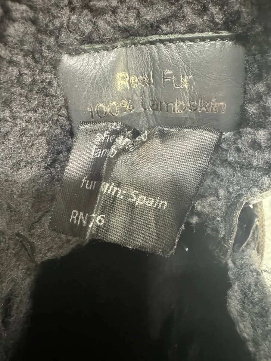 2000s Hugo Boss Ostrich Embossed Leather Brown Mountain Daily Fur Boots (42eu/us8.5) 8