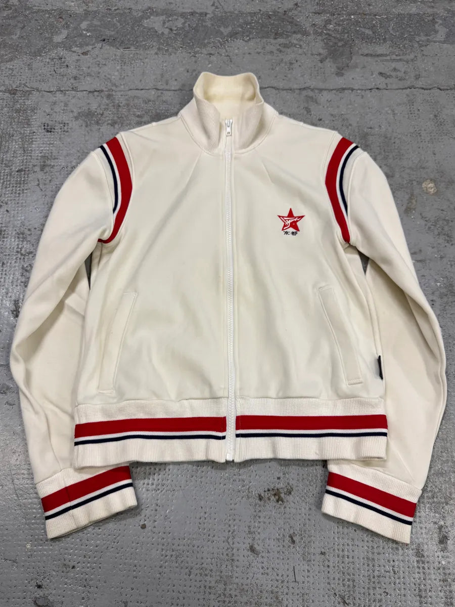 2000s Hyoma Uniform Red Lines White Zip Up Sweater GfUWklA 0