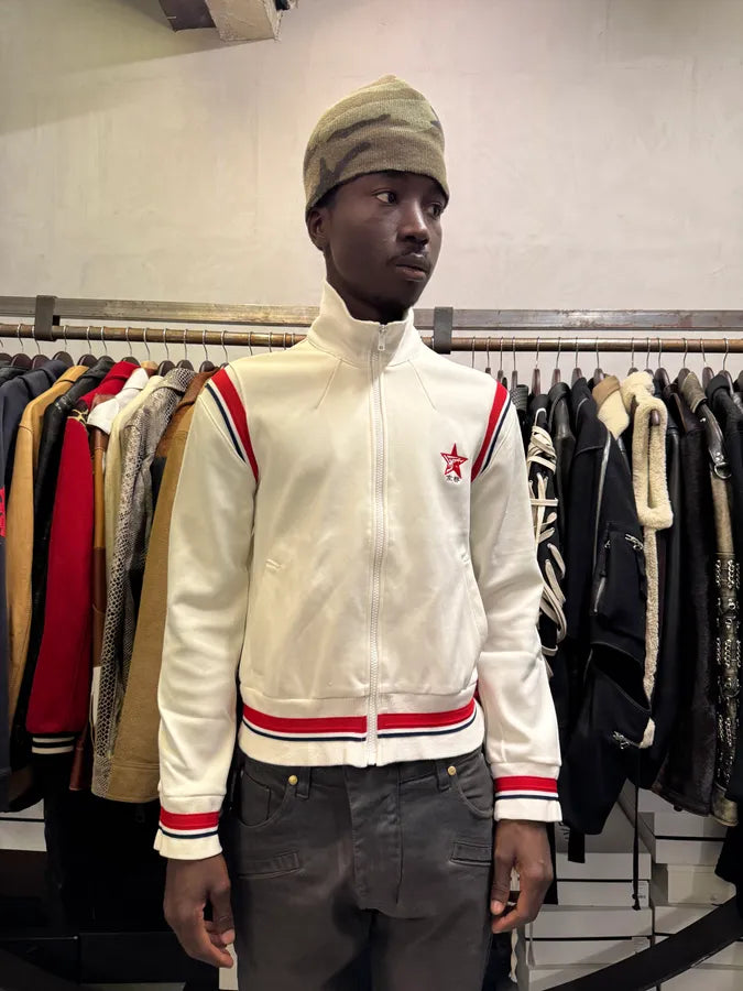 2000s Hyoma Uniform Red Lines White Zip Up Sweater GfUWklA 1