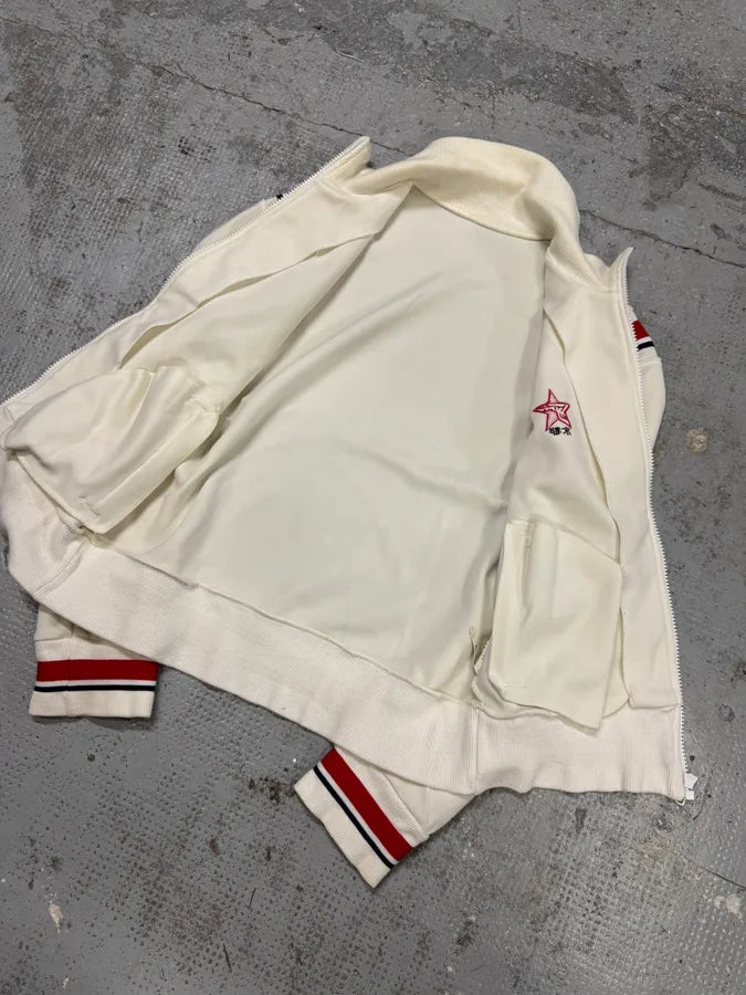 2000s Hyoma Uniform Red Lines White Zip Up Sweater GfUWklA 6