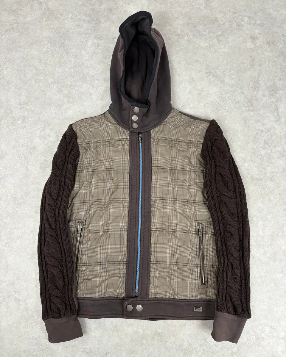 2000s Iceberg Beige & Brown Wool Checkered Windbreaker Jacket KJJyOWC 0