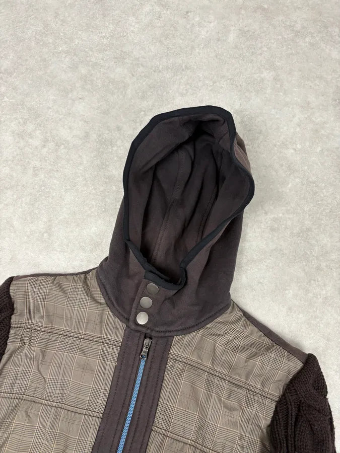 2000s Iceberg Beige & Brown Wool Checkered Windbreaker Jacket KJJyOWC 3