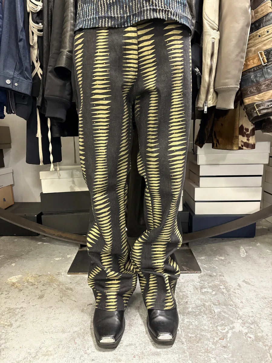 2000s Iceberg Black & Yellow Striped Irregular Faux Leather Pants FeBEmzk 0