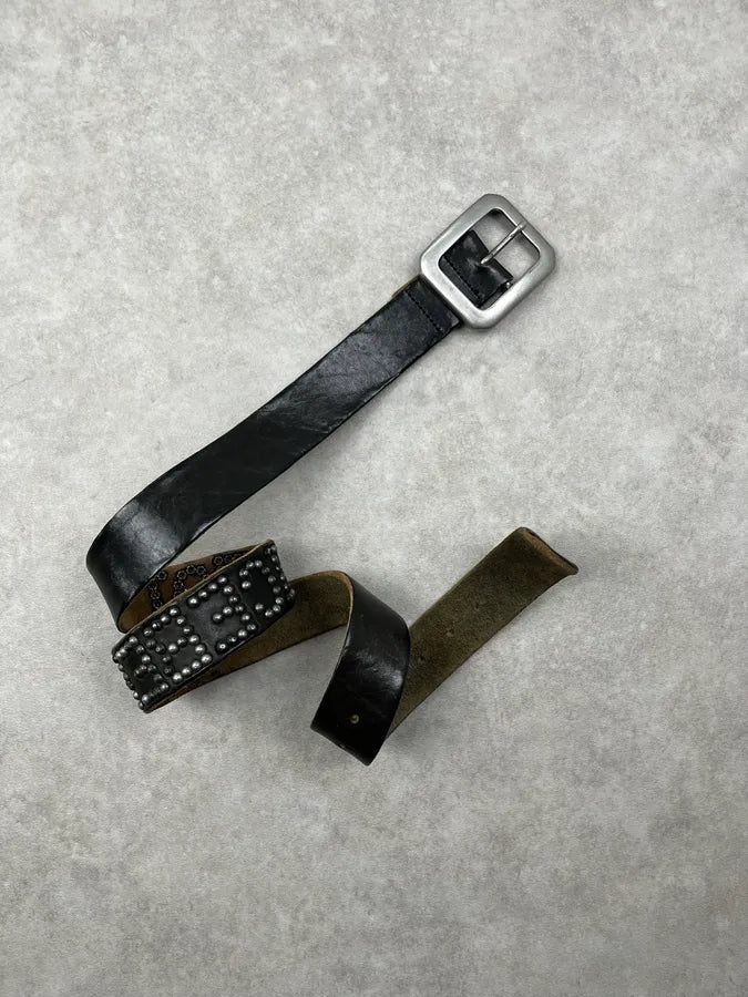 2000s Iceberg Black Studded Leather Belt ryrxhpP 2