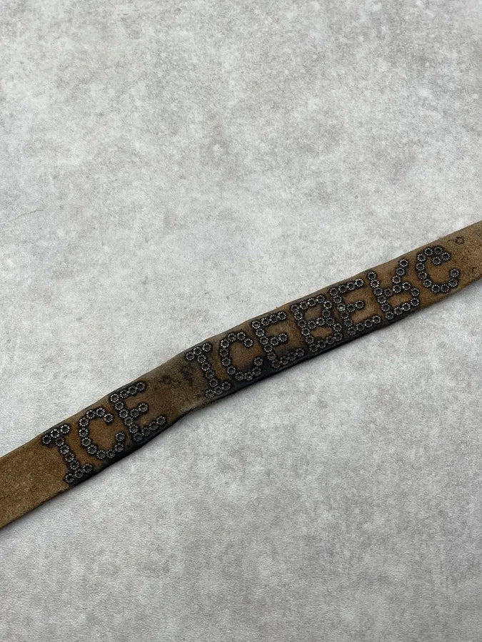 2000s Iceberg Black Studded Leather Belt ryrxhpP 7