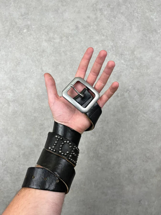 2000s Iceberg Black Studded Leather Belt ryrxhpP 1