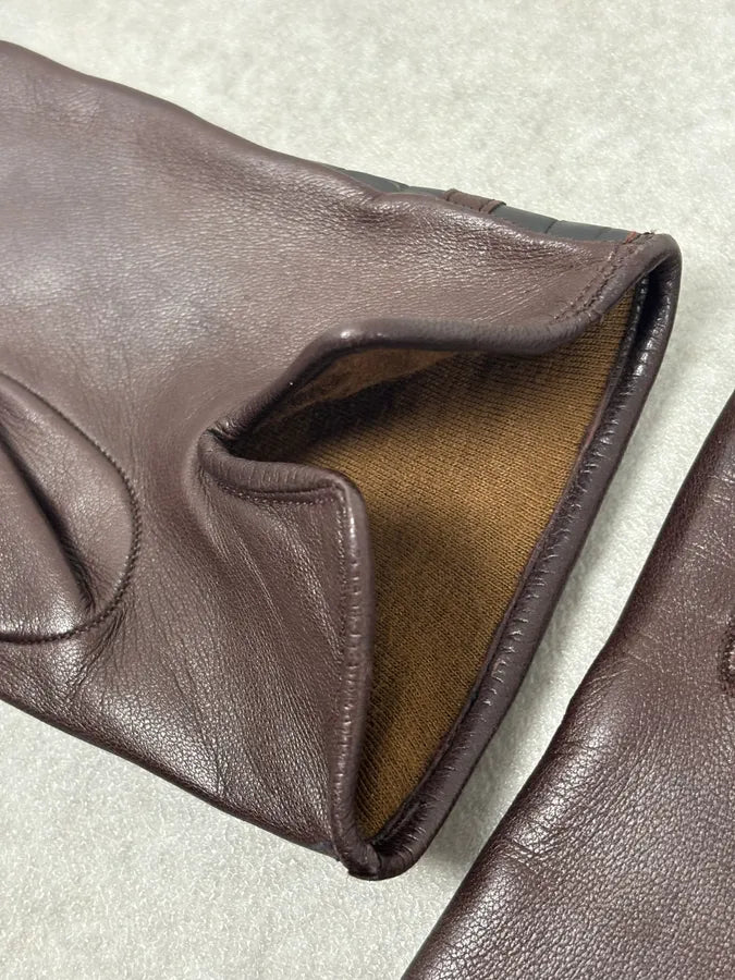 2000s Iceberg Brown Crocodile Embossed Leather Gloves IIFRTIX 8