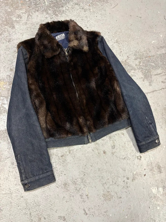 2000s Iceberg Brown Faux Fur Leather Zip-up Jacket OpggGlG 3