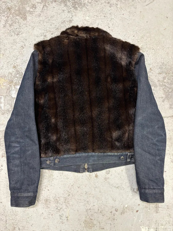 2000s Iceberg Brown Faux Fur Leather Zip-up Jacket OpggGlG 5