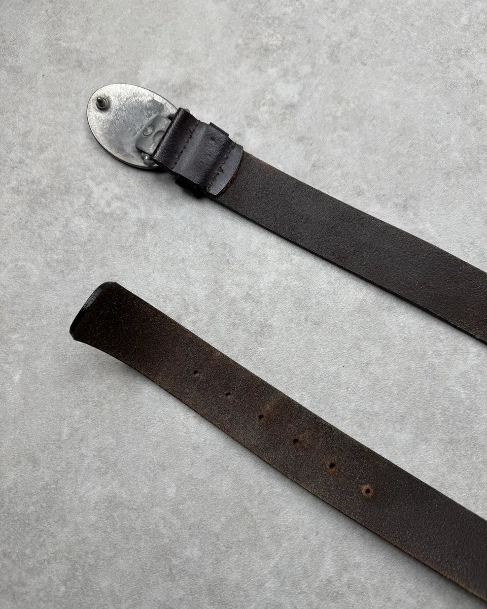 2000s Iceberg Brown Leather Donald Buckle Belt NdnPicE 5