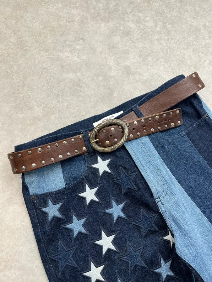 2000s Iceberg Brown Leather Studded Spiral Buckle Belt sXCnMSo 1