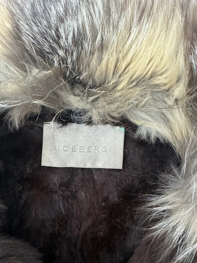 2000s Iceberg Fur Collar Crocodile Brown Leather Buttoned Jacket mxMgNNy 10