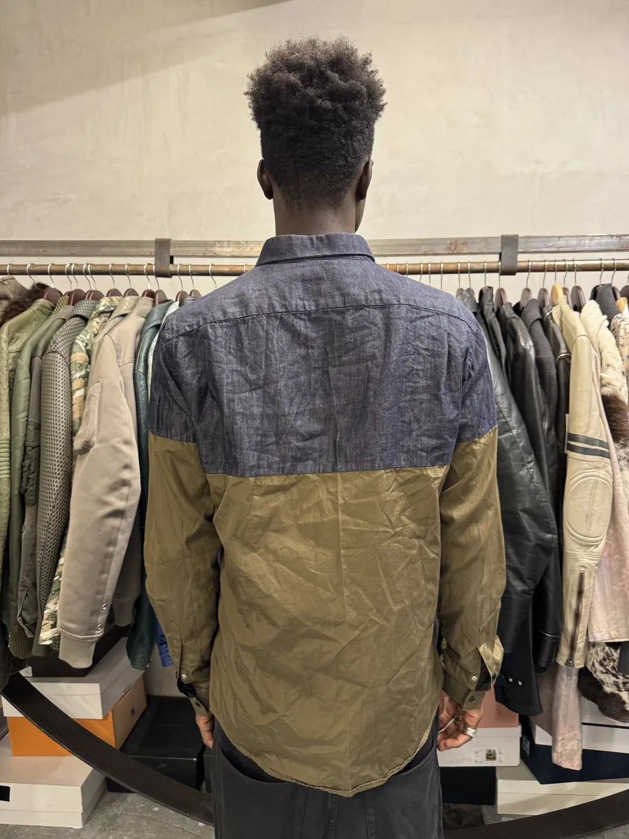 2000s Iceberg Grey Denim Hybrid Beige Cotton Shirt oEWlDqa 2