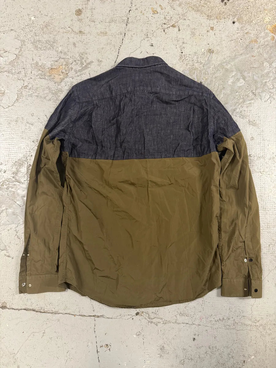 2000s Iceberg Grey Denim Hybrid Beige Cotton Shirt oEWlDqa 3