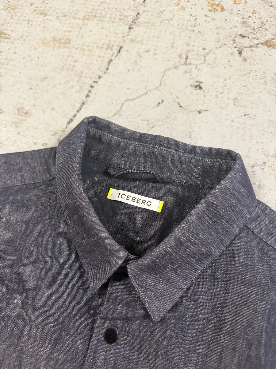 2000s Iceberg Grey Denim Hybrid Beige Cotton Shirt oEWlDqa 7