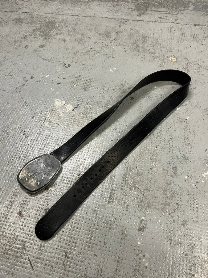 2000s Iceberg Moon Buckle Black Leather Belt IVAwkfD 2