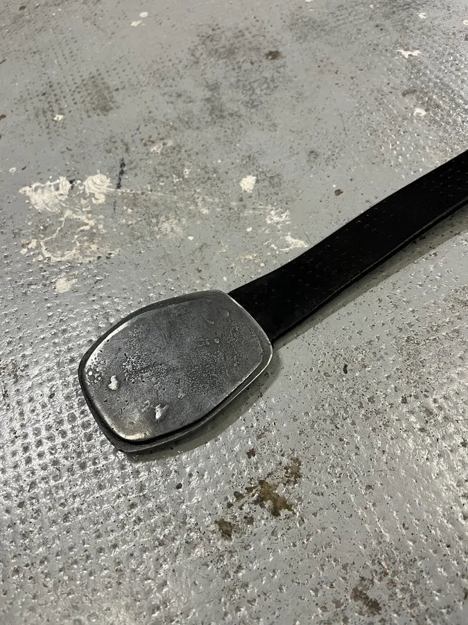 2000s Iceberg Moon Buckle Black Leather Belt IVAwkfD 4