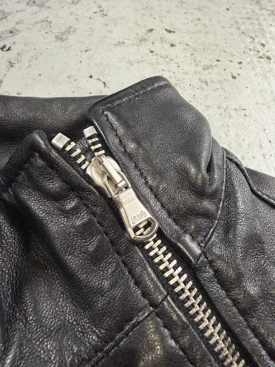 2000s Iceberg Multi Front Zip Black Biker Leather Jacket ZMpFjdX 10