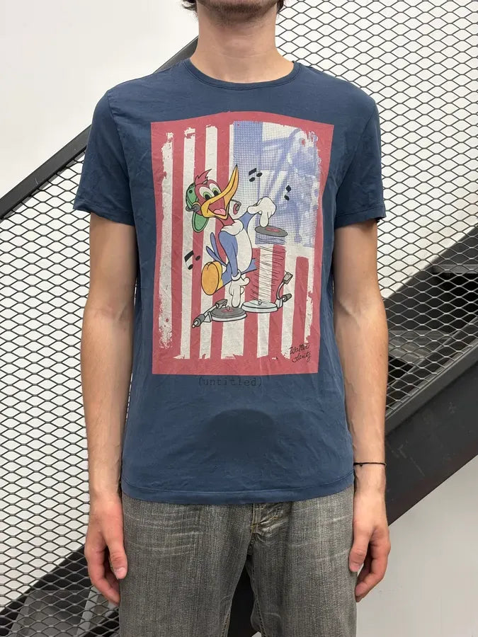 2000s Iceberg Navy Comic Flag T-Shirt guCezhx 1